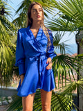 Abito in raso blu elettrico - R.a. Boutique 