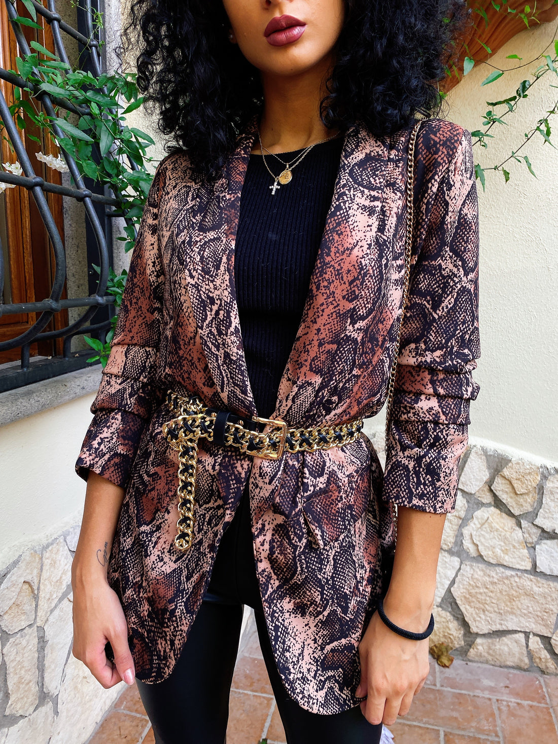 Giacca Pitonata Marrone - R.a. Boutique 