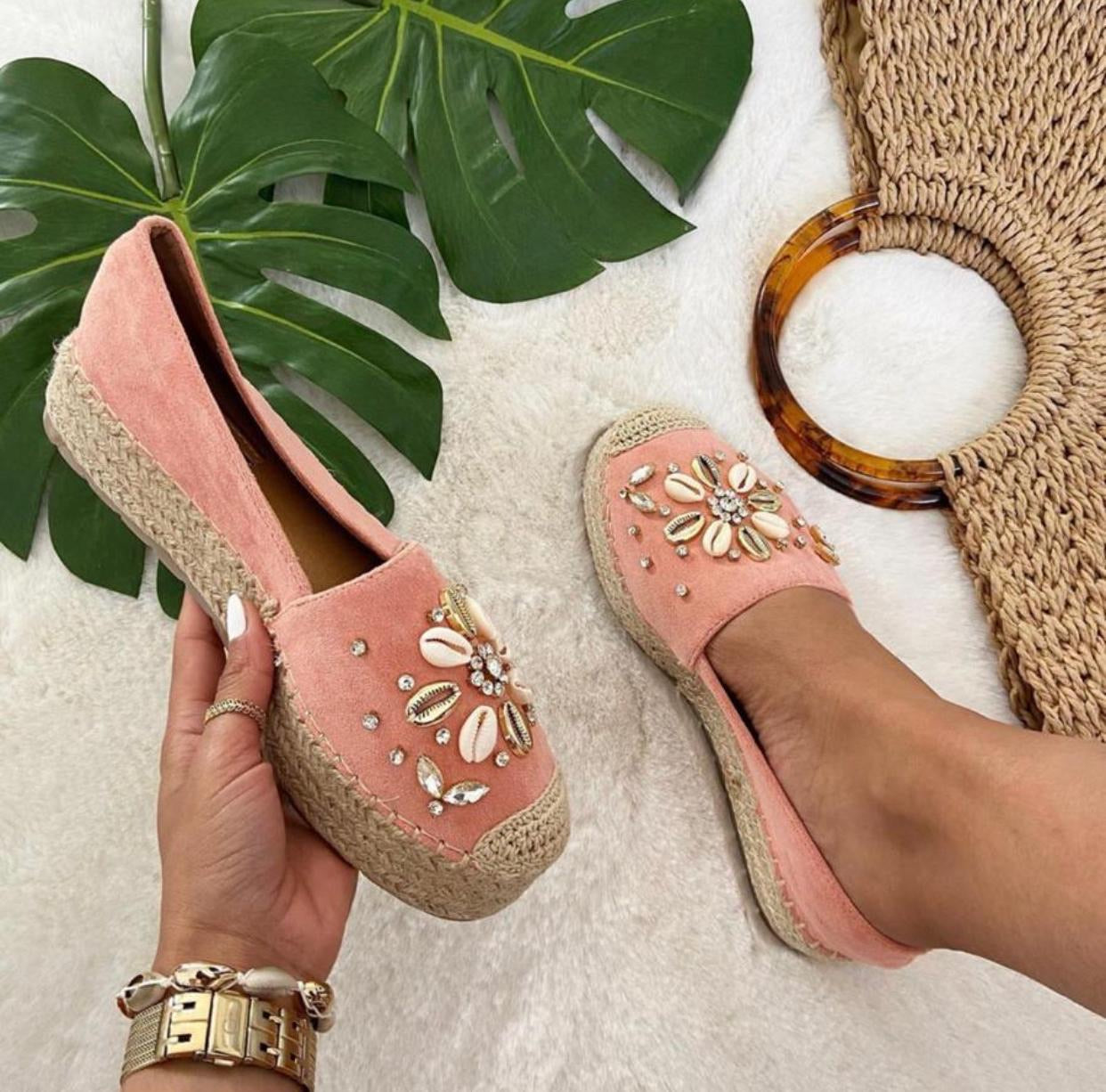 Espadrillas Rosa estive con conchiglie - R.a. Boutique 