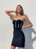 Abito bustier nero con strass - R.a. Boutique 
