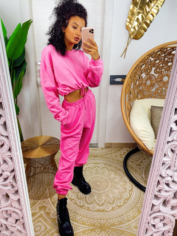 Pink barbie two-piece jumpsuit with elastic band