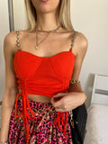 Top rosso con spalline in strass - R.a. Boutique 