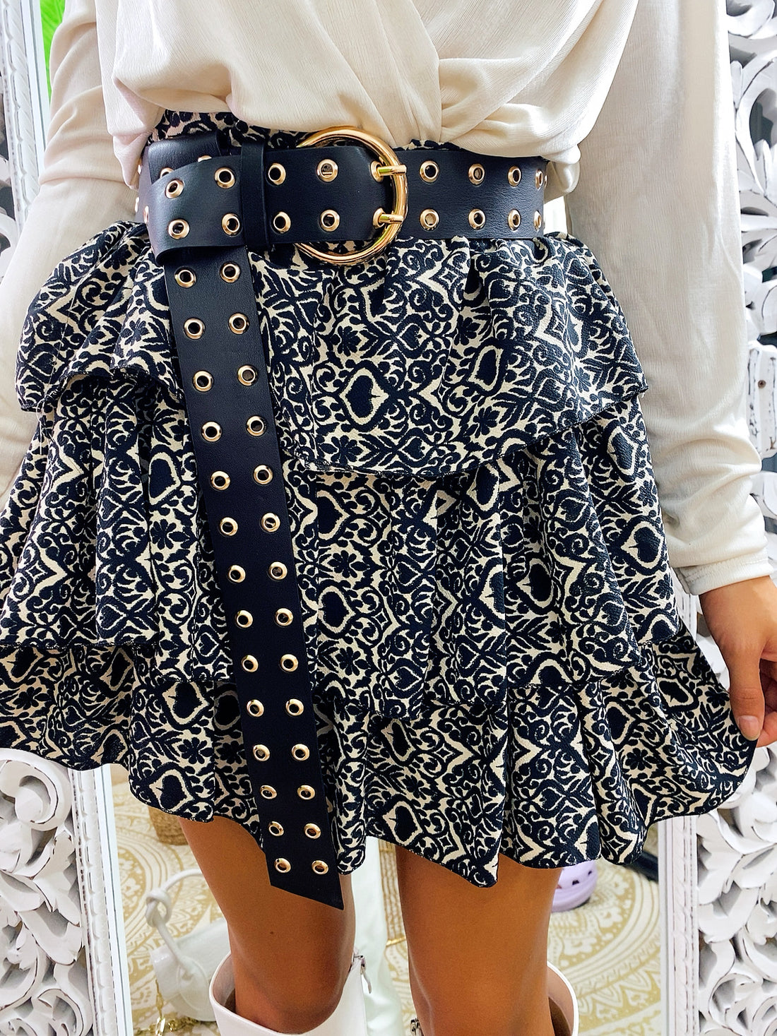 Cintura morbida con doppi occhielli oro - R.a. Boutique 