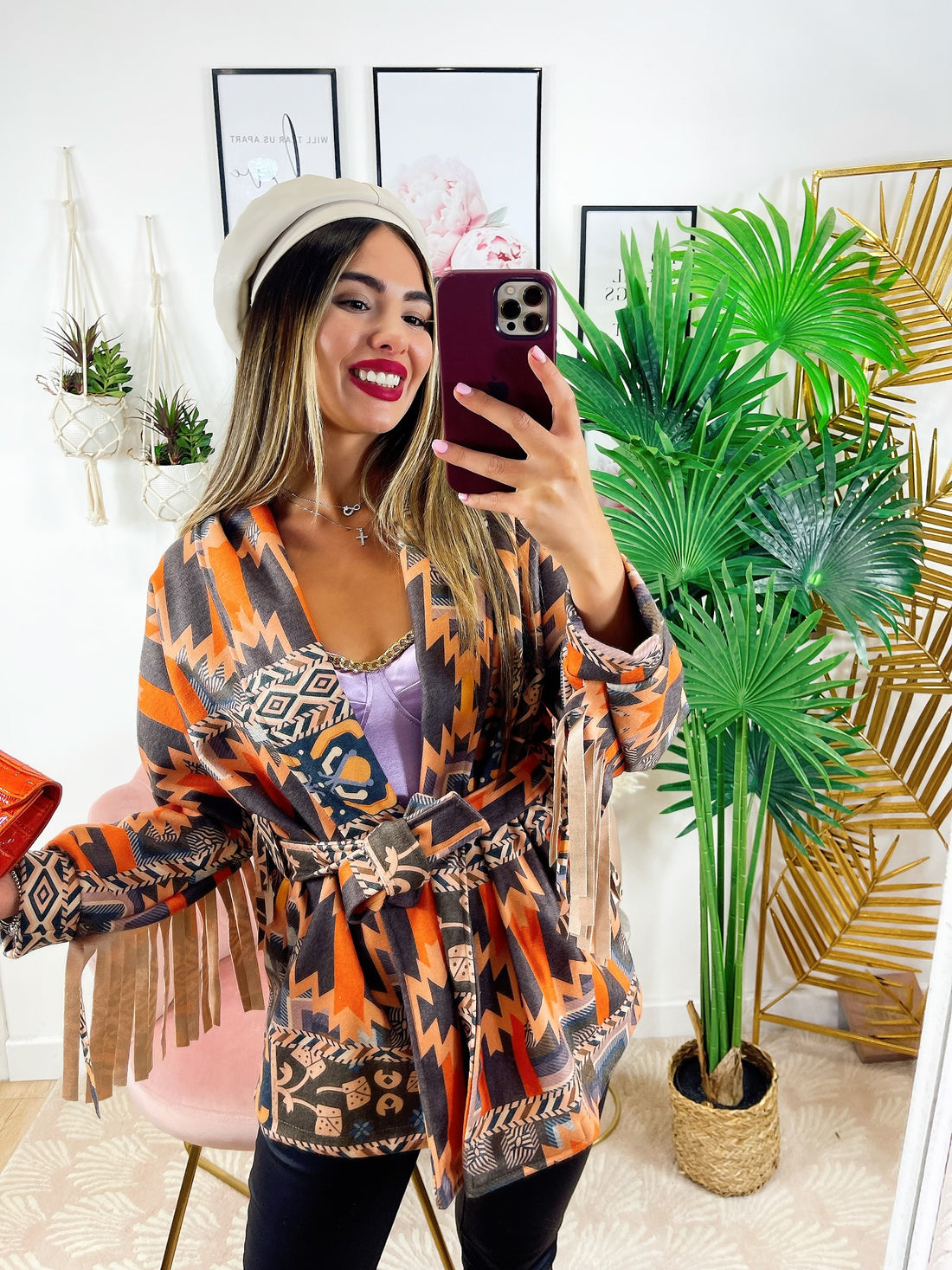 Cappotto con frange dettaglio grigio - R.a. Boutique 