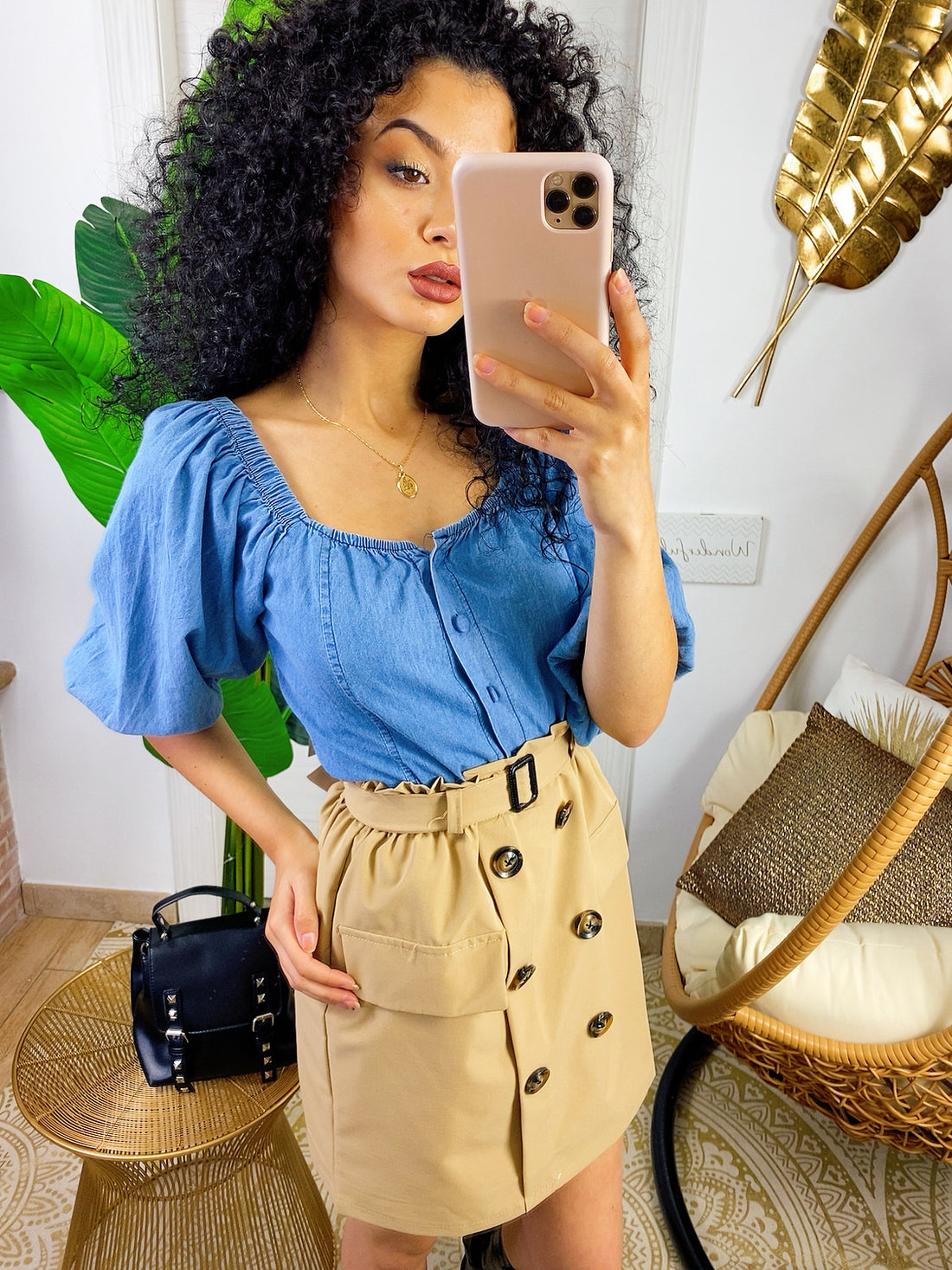 Magliettina in jeans con bottoni - R.a. Boutique 