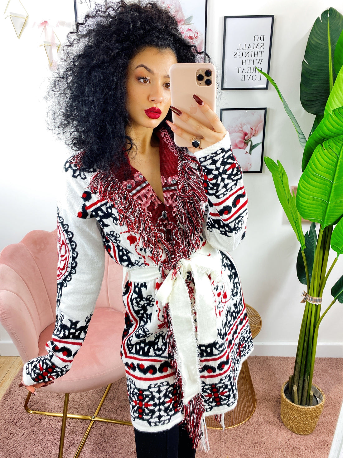 Cardigan Con dettagli rosso nero - R.a. Boutique 