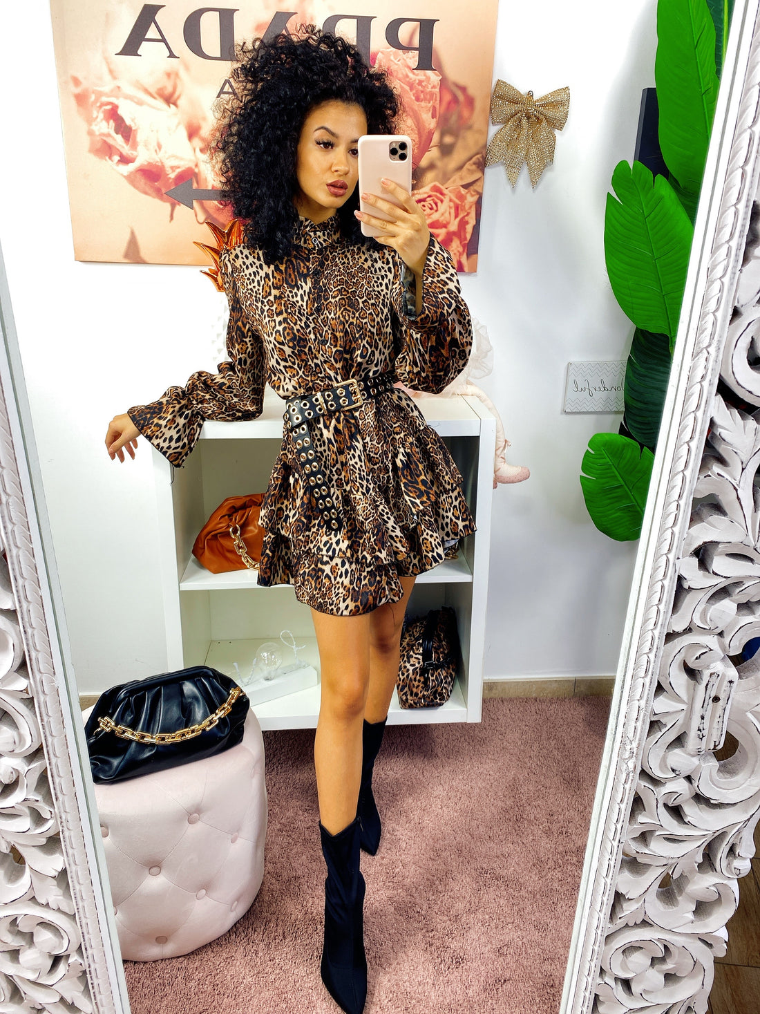 Abito a balze Maculato manica lunga - R.a. Boutique 