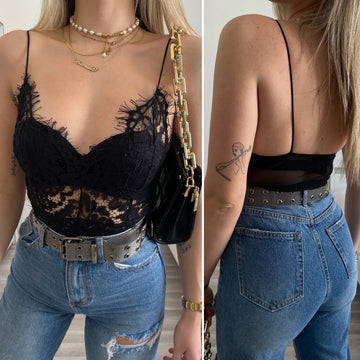 Body in pizzo nero - R.a. Boutique 