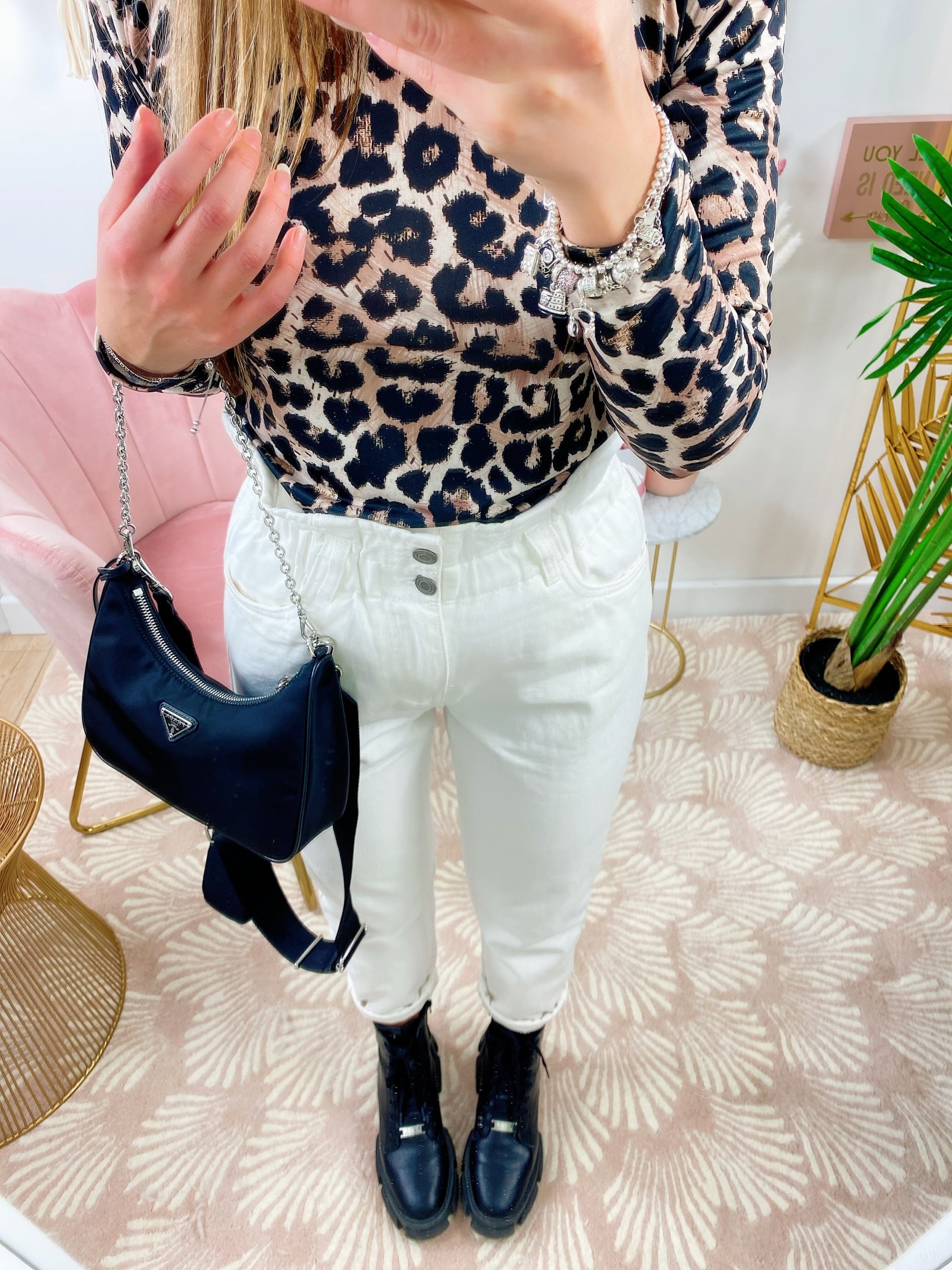 Jeans a vita alta Bianco - R.a. Boutique 