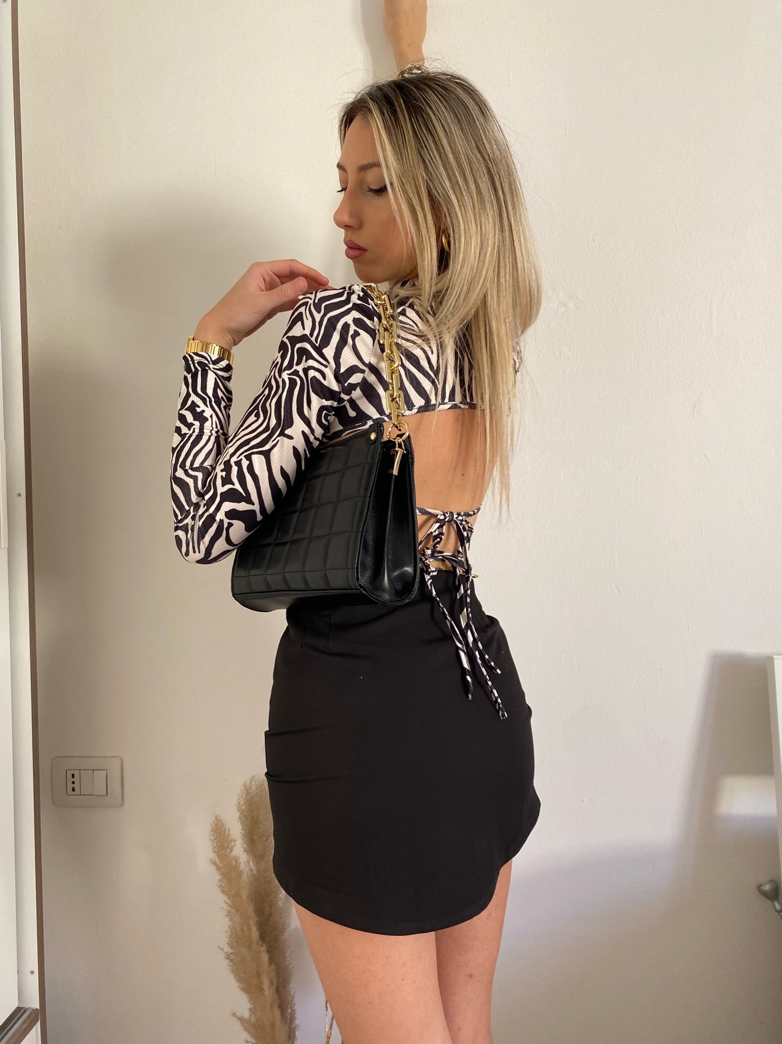 Pochette a quadri nero - R.a. Boutique 