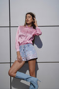 Short in jeans con fiori - R.a. Boutique 