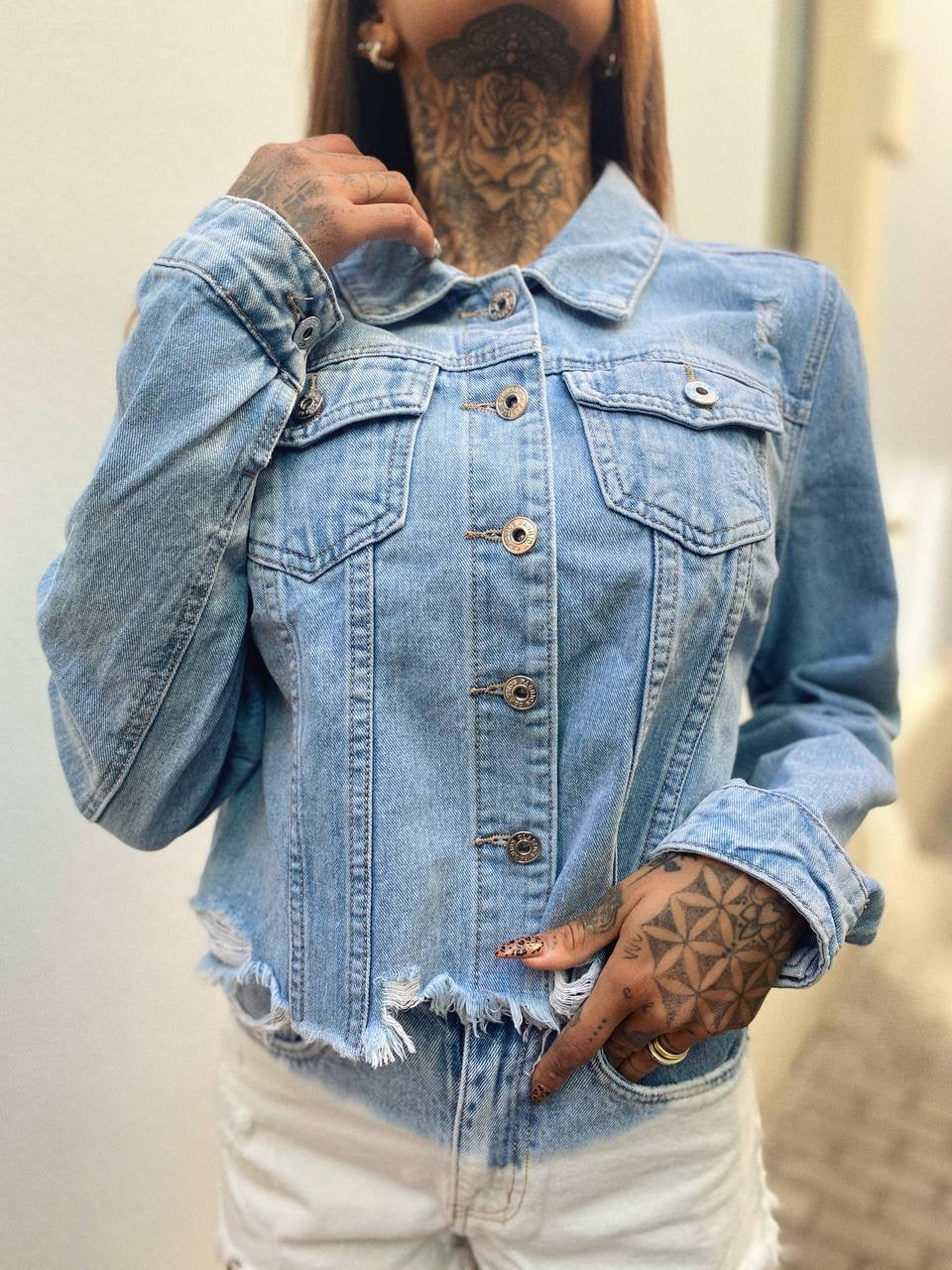 Giacca di jeans con frange - R.a. Boutique 