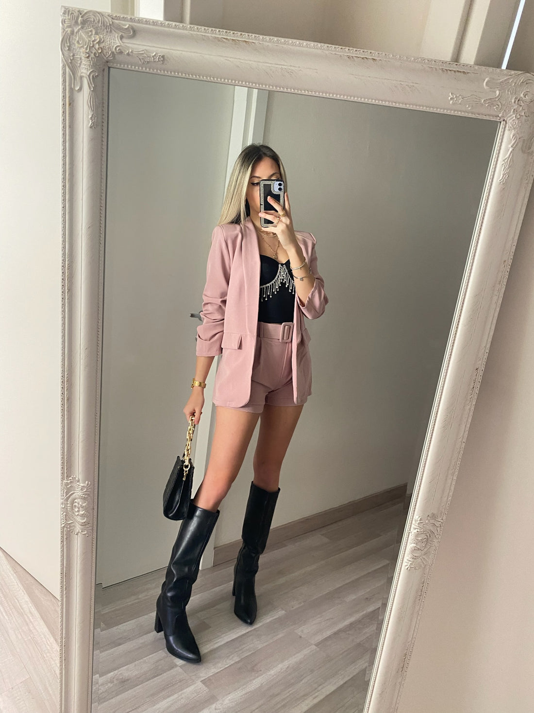 Completo giacca e Short cipria - R.a. Boutique 