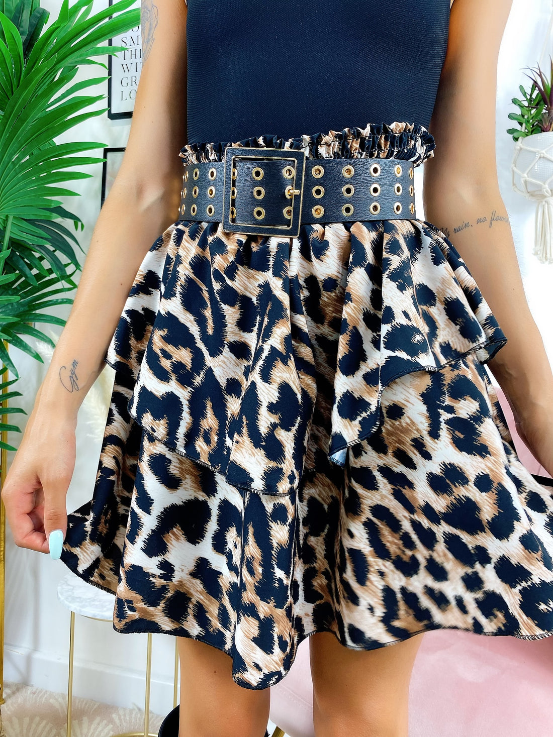 Gonna a balze maculata trama larga - R.a. Boutique 