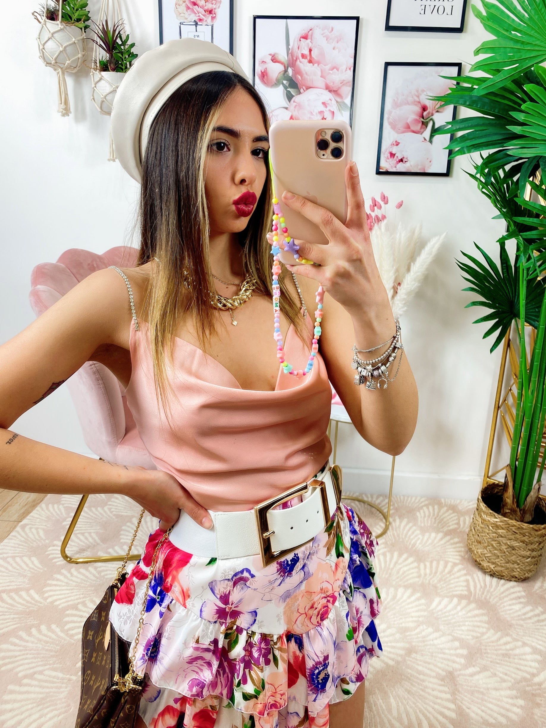 Gonna a fiori lilla asimmetrica - R.a. Boutique 