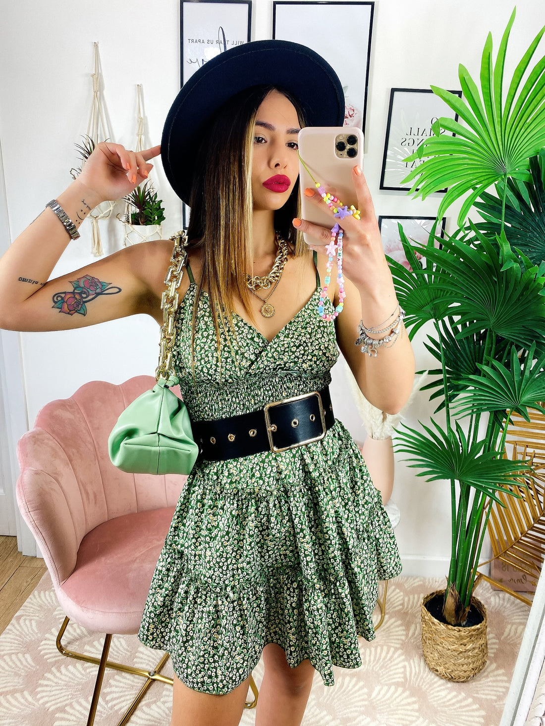 Abito verde con margherite - R.a. Boutique 