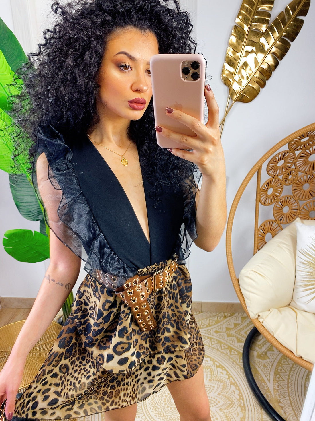 Gonna a balze maculata trama stretta - R.a. Boutique 