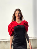 Abito in velluto con maxi fiocco rosso - R.a. Boutique 