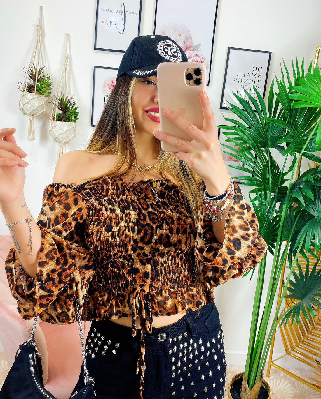 Blusa scollo a barchetta maculata - R.a. Boutique 