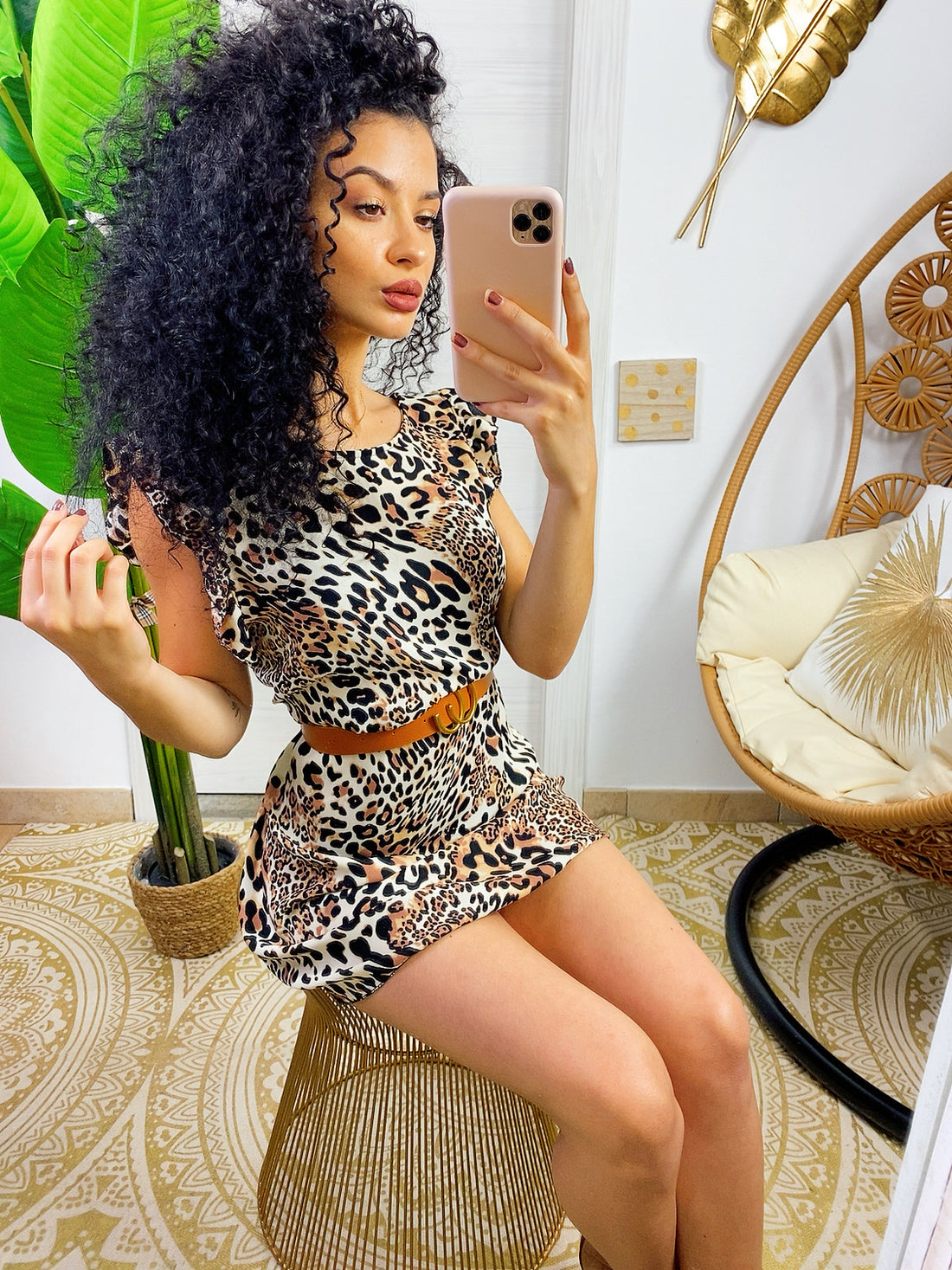 Abito morbido in trama animalier base Chiara trama piccola - R.a. Boutique 