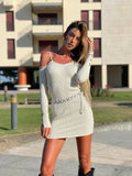 Abito a costine beige con bottoncini - R.a. Boutique 