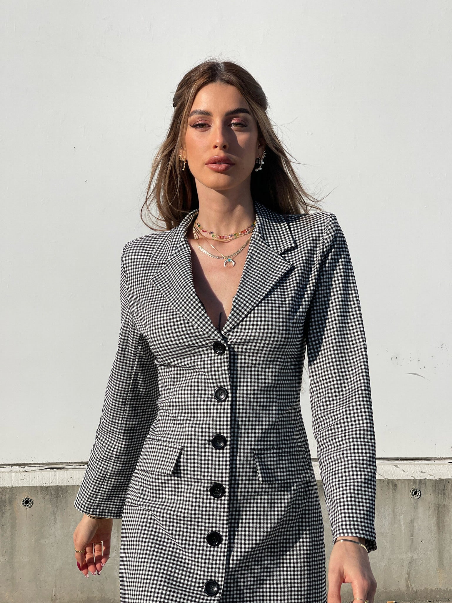 Abito a blazer a quadri schiena aperta - R.a. Boutique 