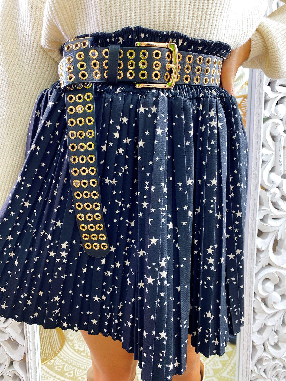 Gonna a pieghine con stelle - R.a. Boutique 