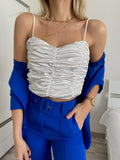 Top in raso bianco arricciato - R.a. Boutique 