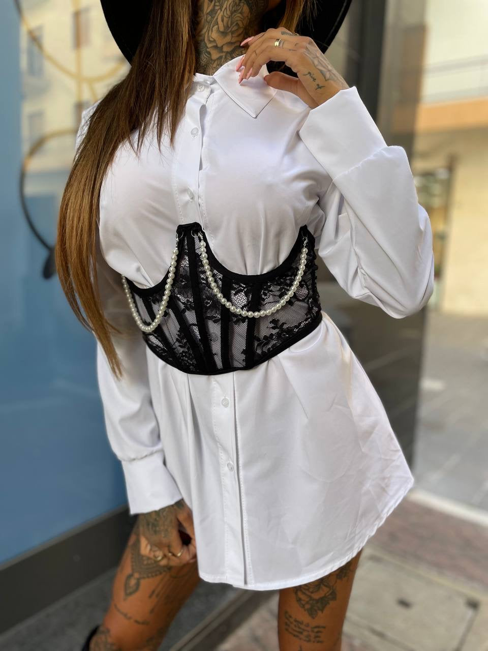 Fascia bustier con perle e pizzo - R.a. Boutique 