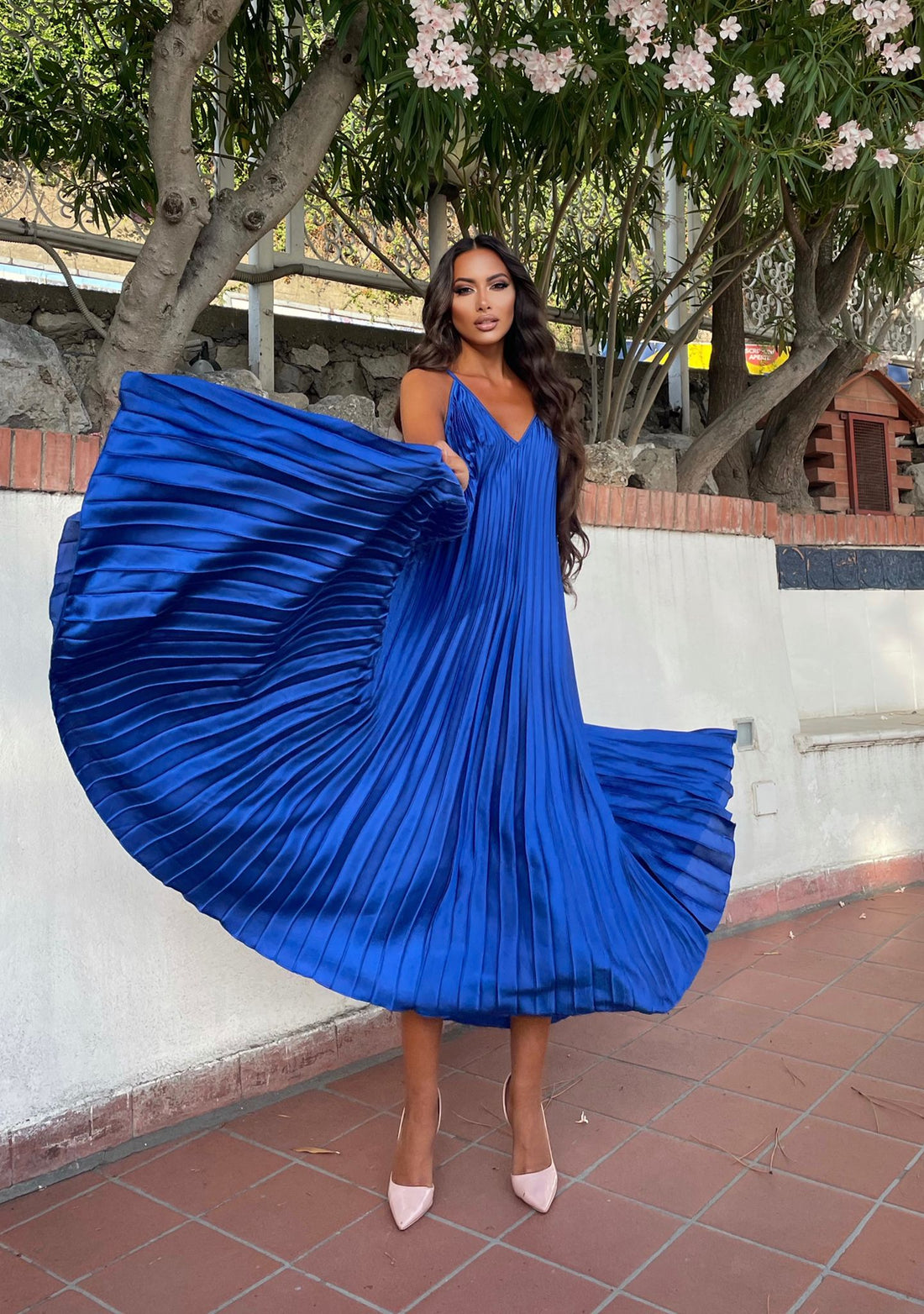 Abito plissè blu elettrico - R.a. Boutique 