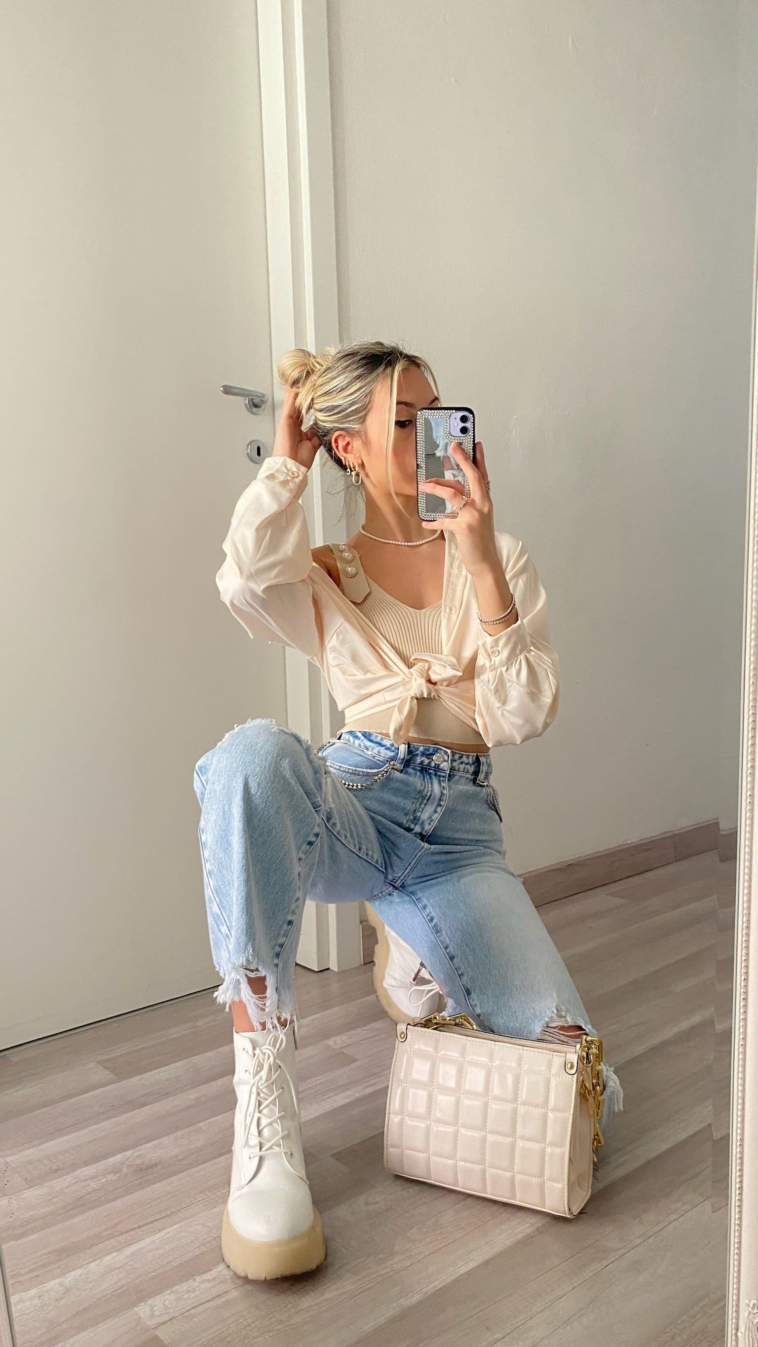 Top più camicia beige - R.a. Boutique 