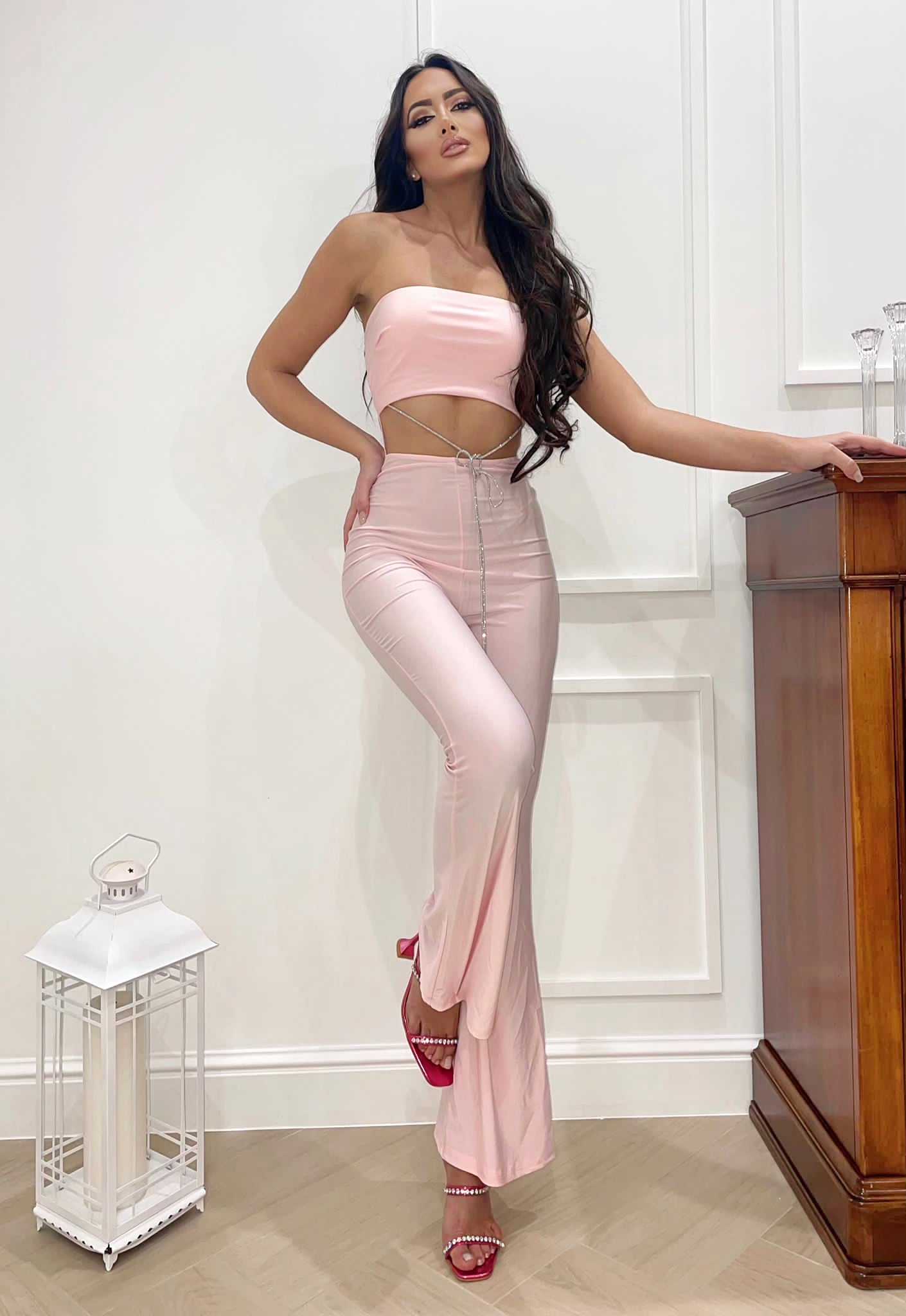 Tuta a fascia cipria con punto luce - R.a. Boutique 