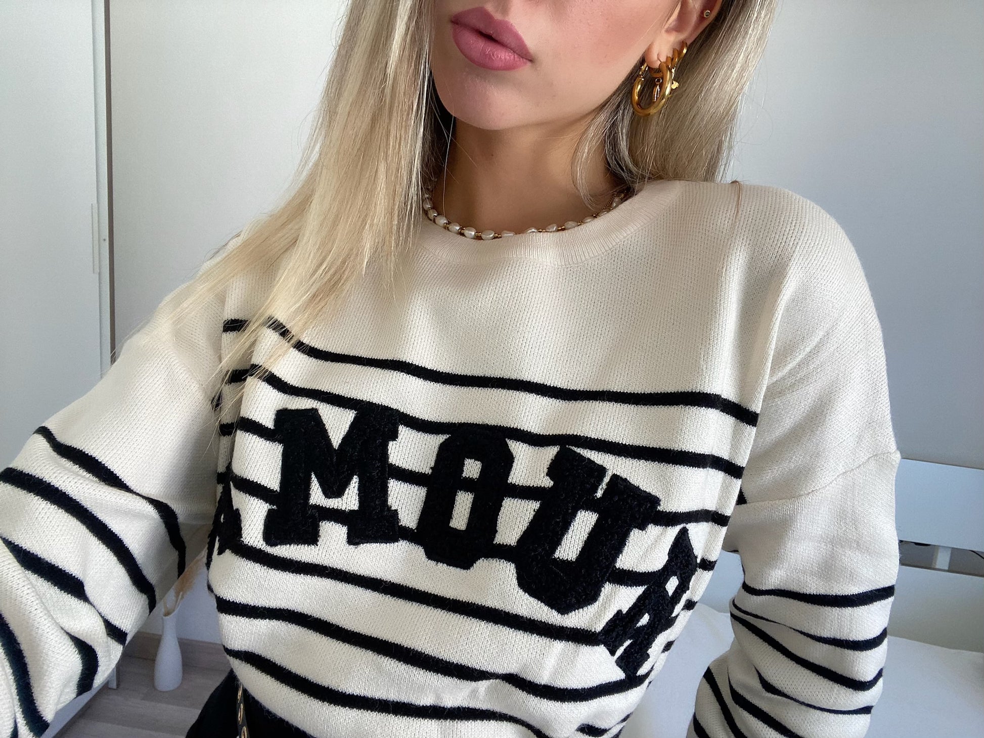 Maglione Amour bianco e nero - R.a. Boutique 