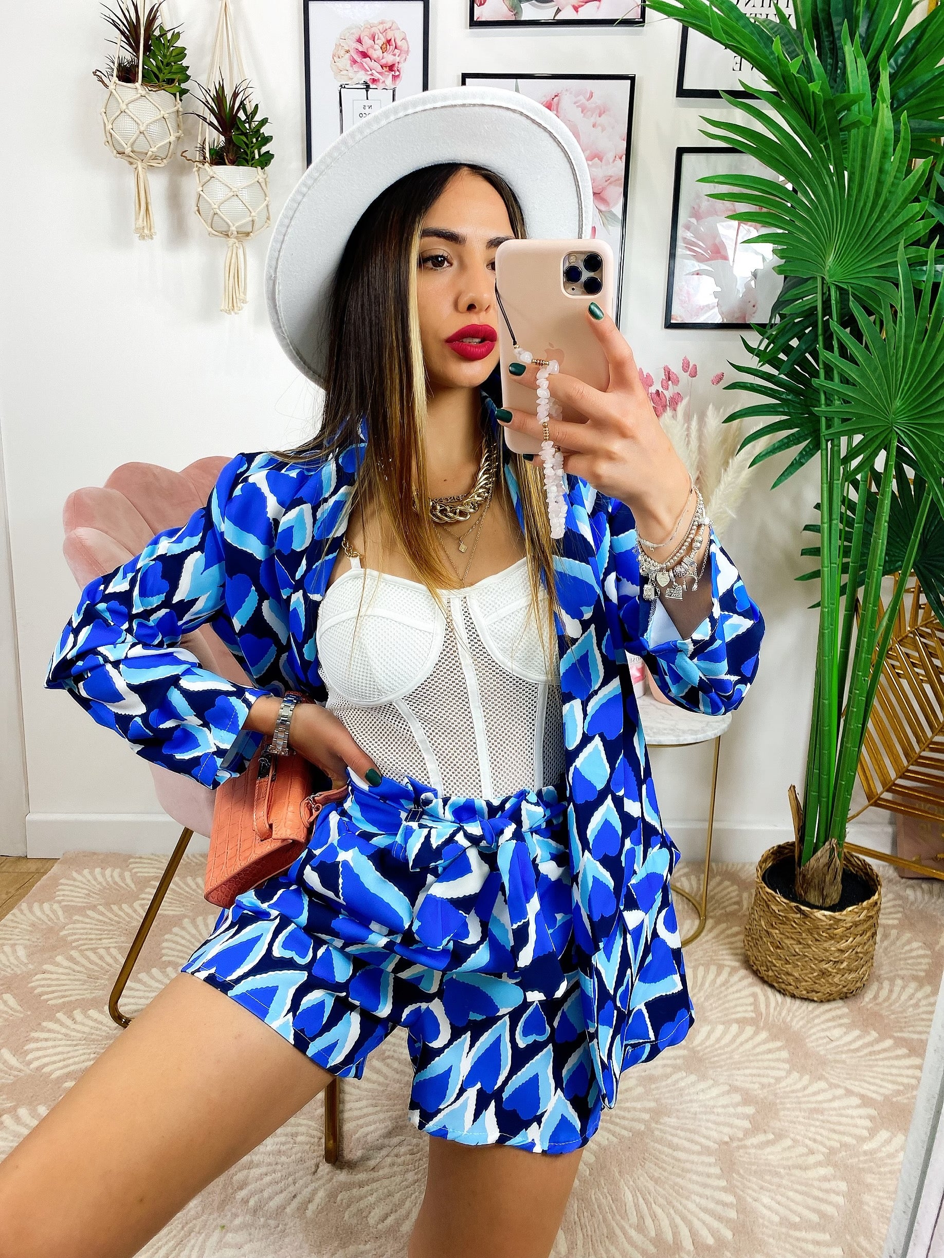 Completo giacca e pantalone cuori blu - R.a. Boutique 