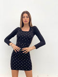 Abito in maglia con strass nero - R.a. Boutique 