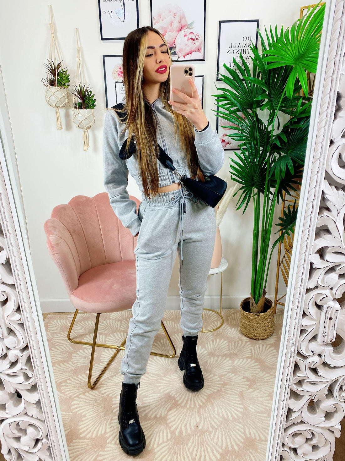 Tuta sportiva due pezzi grigia con cappuccio - R.a. Boutique 