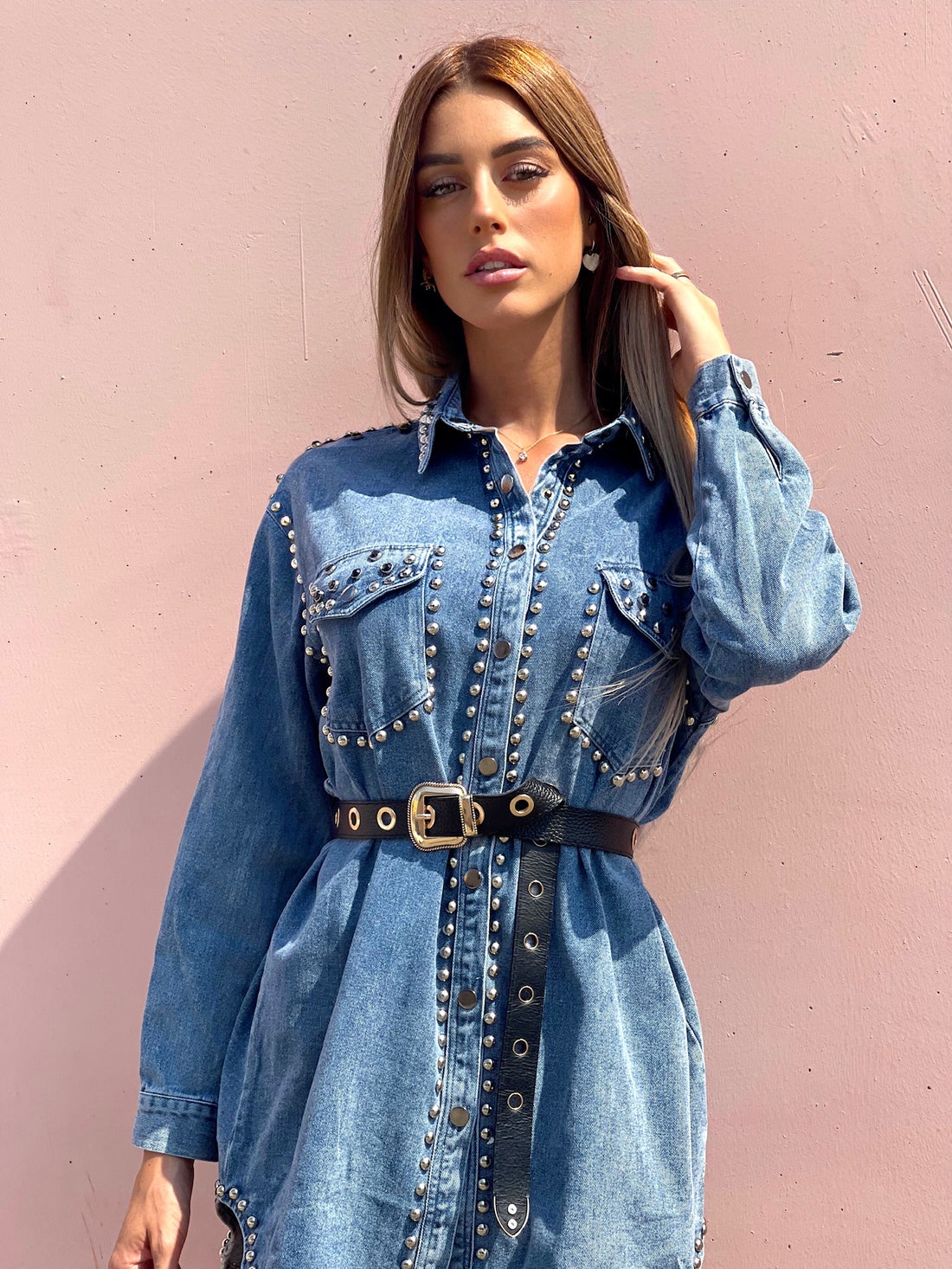 Abito in jeans con borchie - R.a. Boutique 