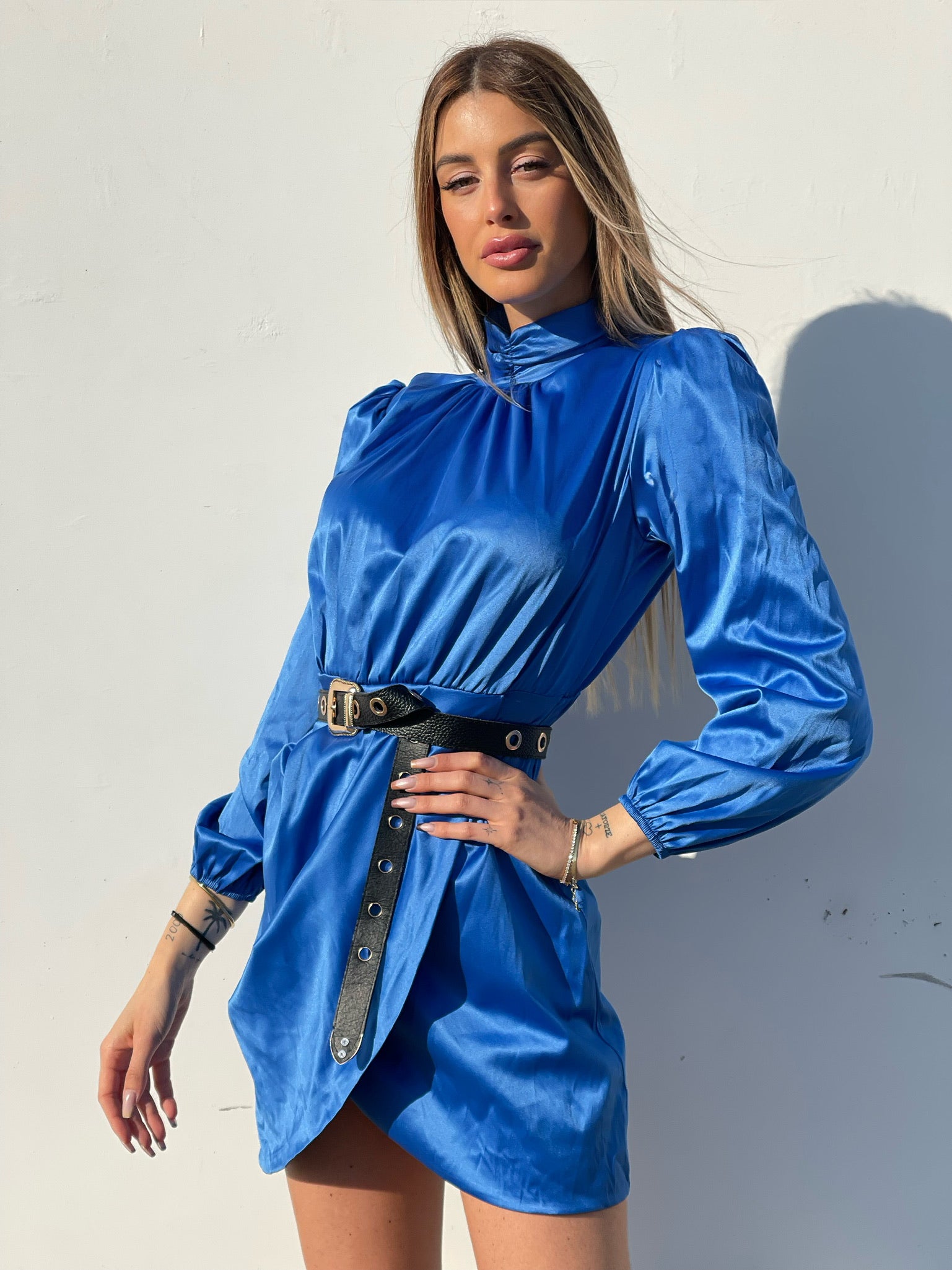 Abito in raso blu elettrico - R.a. Boutique 