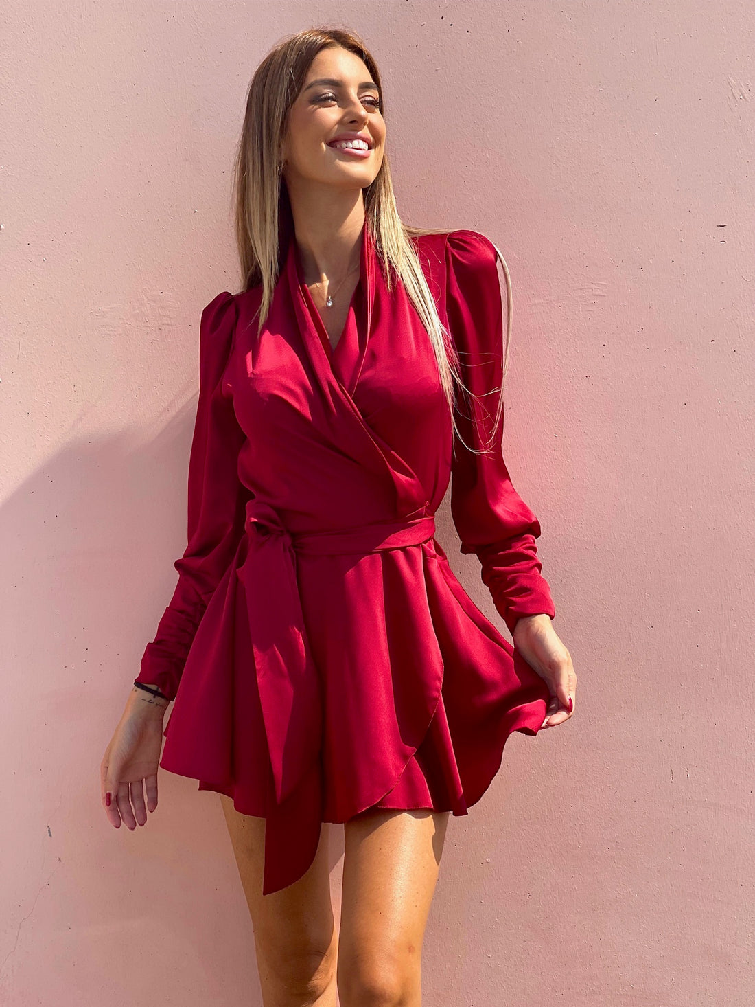 Abito in raso bordeaux - R.a. Boutique 