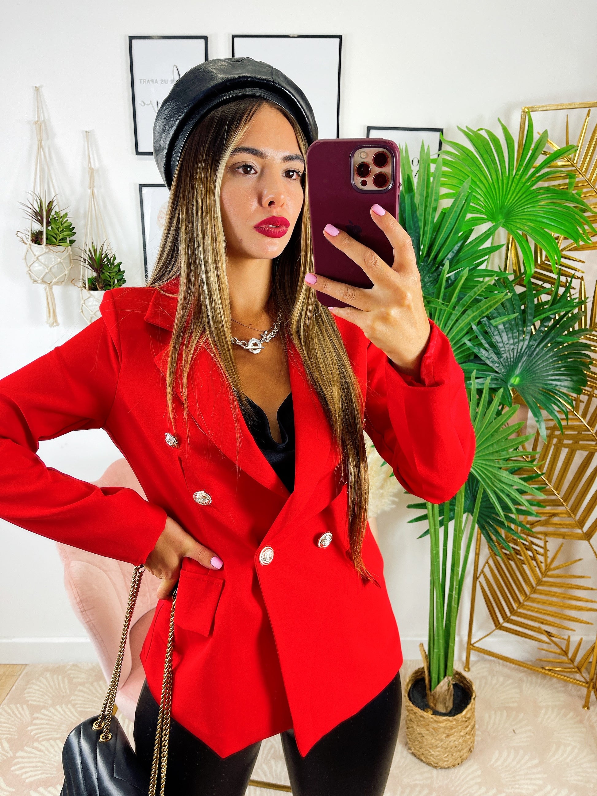 Blazer con bottoni Rosso - R.a. Boutique 