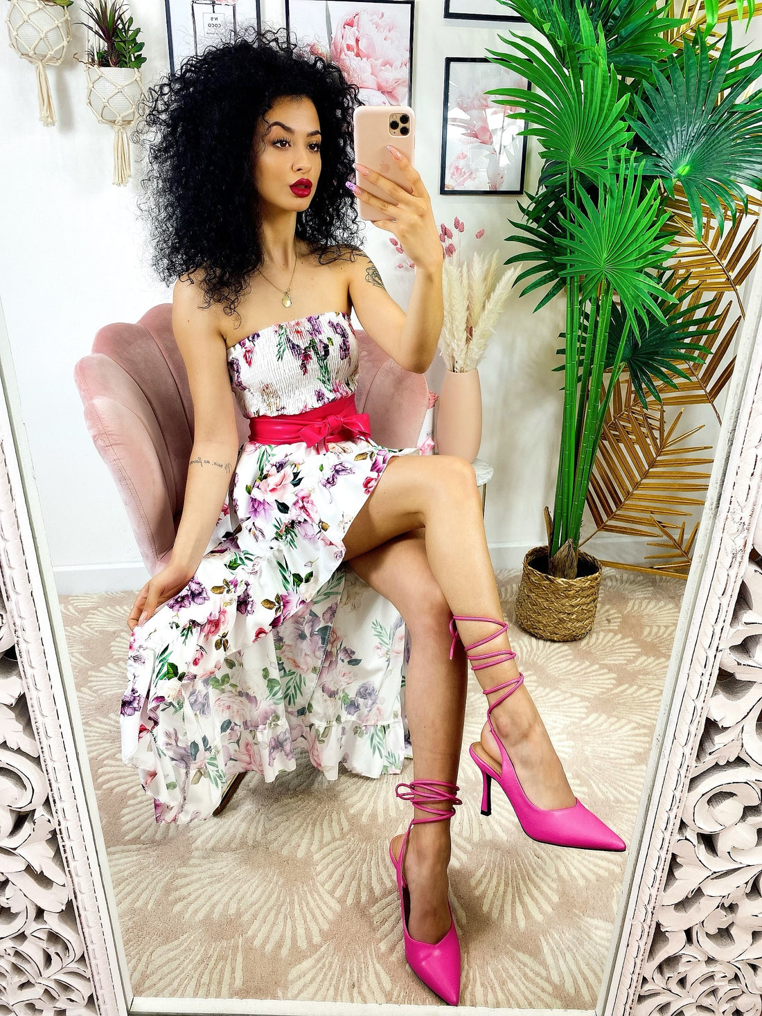 Abito con Gonna asimmetrica fiori lilla - R.a. Boutique 