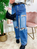 Jeans con strappi wide leg - R.a. Boutique 