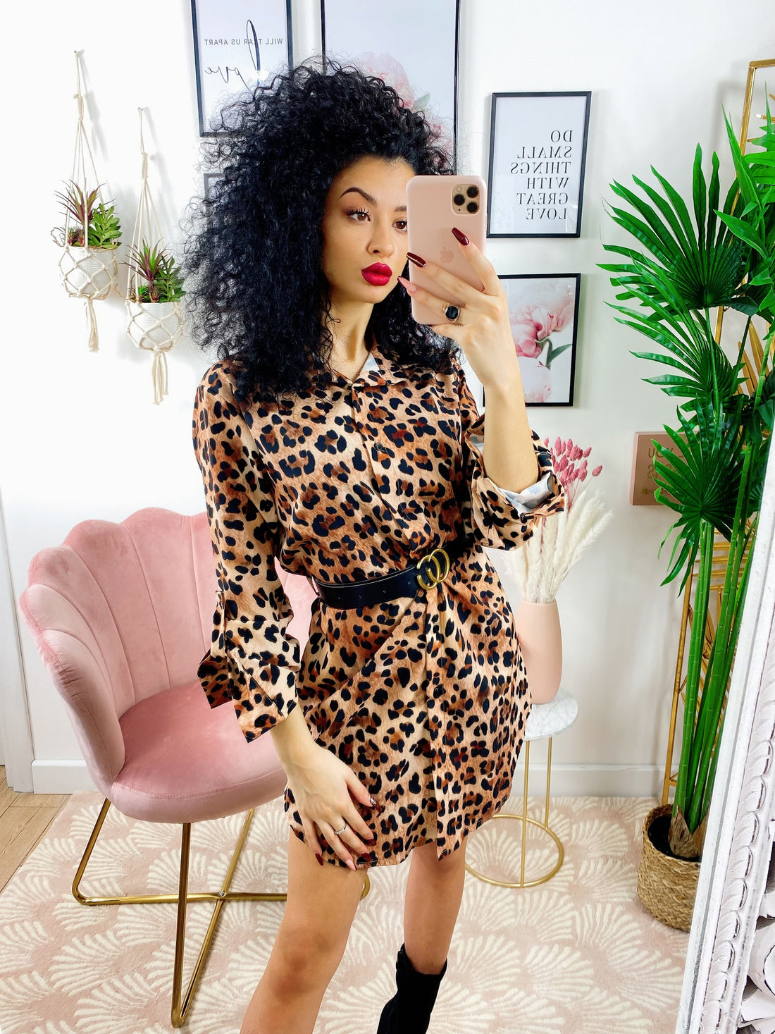 Camicione maculato chiaro con cintura - R.a. Boutique 