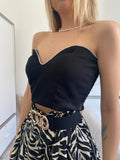 Top scollo a cuore con strass nero - R.a. Boutique 