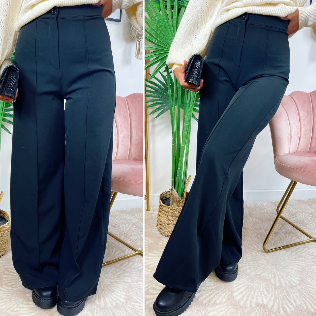 Pantalone a palazzo nero - R.a. Boutique 