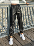 Pantalone in ecopelle con catenina nero - R.a. Boutique 