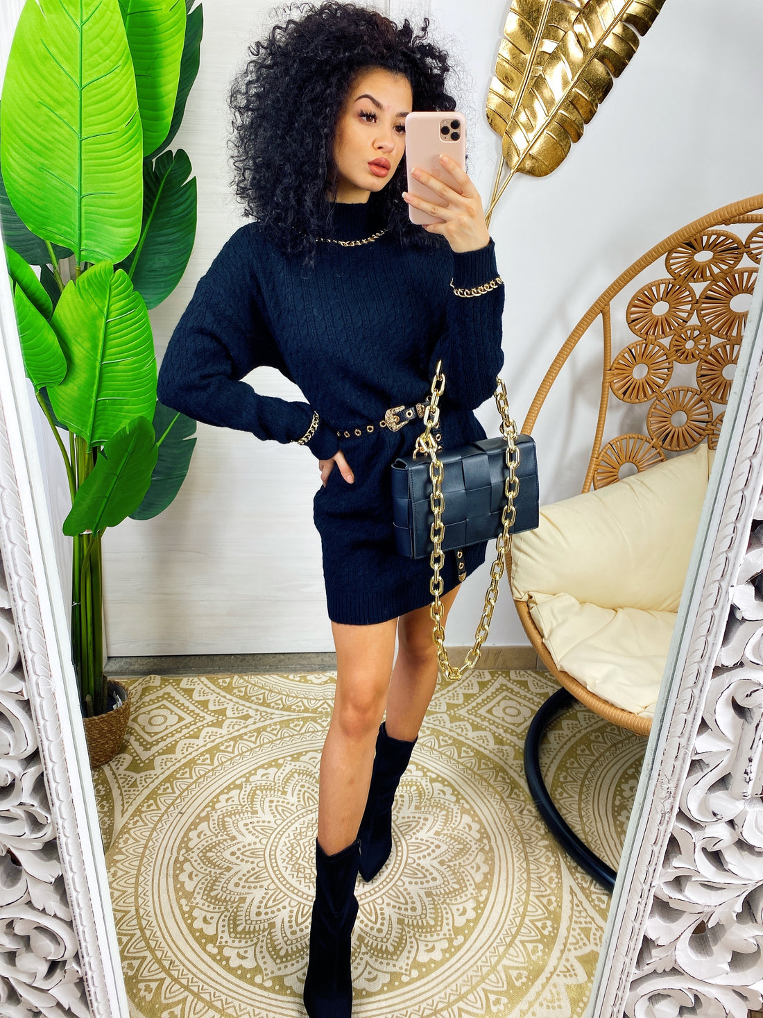 Abito in maglia Nero con catena - R.a. Boutique 