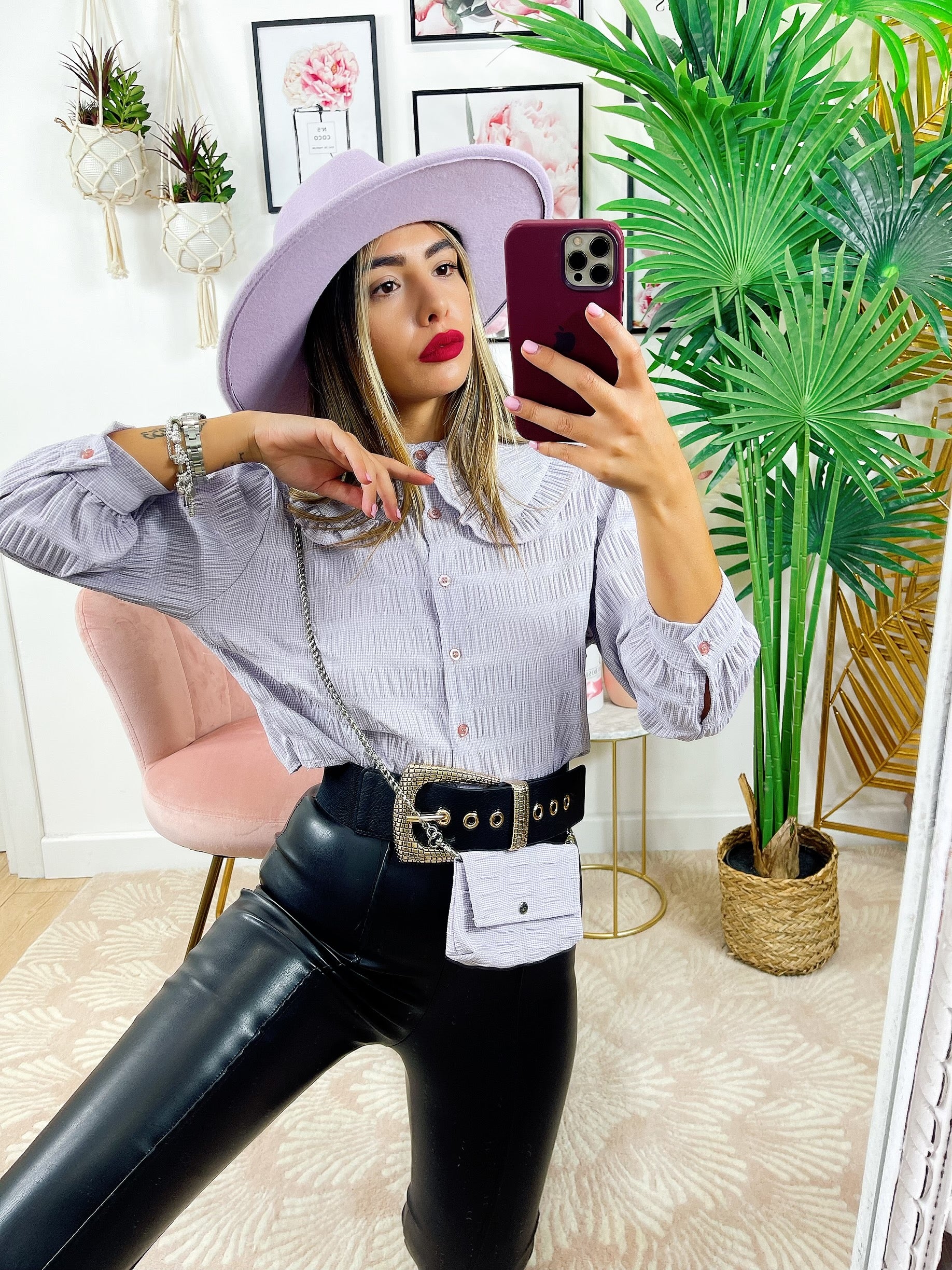 Camicetta Corta Lilla con borsetta argento - R.a. Boutique 