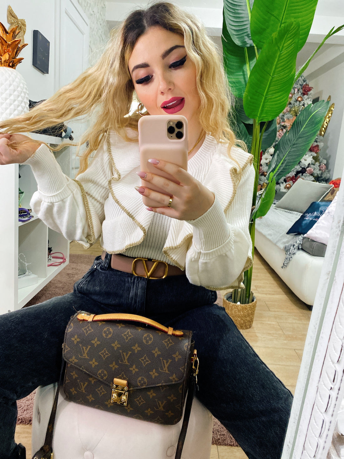 Maglioncino con rouge e dettaglio oro - R.a. Boutique 