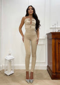 Tuta beige con incrocio - R.a. Boutique 